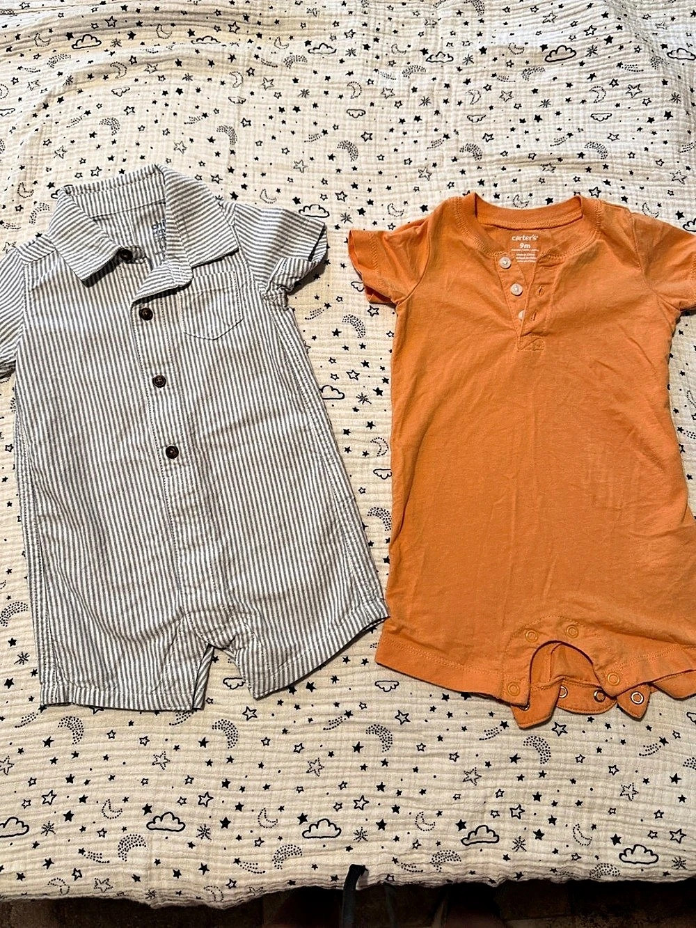Carter's Baby Romper Set in Orange & Gray